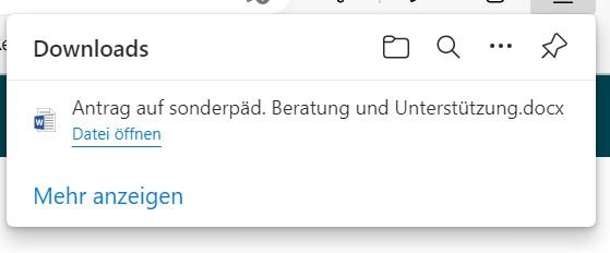 Downloadbereich im passwortgeschützten Bereich. 3 Punkte und die verschiedenen Öptionen